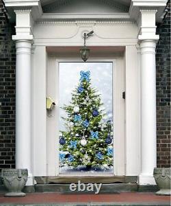 Christmas Front Door Cover Entry Doors Banner New Year Decor Outside Home ON22