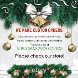 Christmas Front Door Cover Entry Doors Banner New Year Decor Outside Home ON22