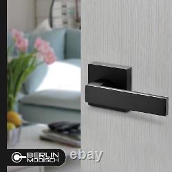 Contemporary Square Entry Lever Door Handle and Single Cylinder Deadbolt Lock