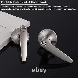 Door Lock with Keys, Satin Nickel Door Handle Exterior, Front Door Handleset Key