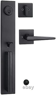 Double Door Handlset for Front Door in Matte Black Keyed Entry Handle and Dummy