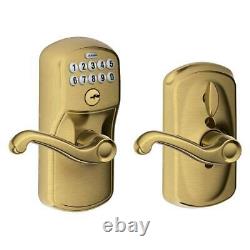 Electronic Door Lock Handle Set Antique Brass Front Entry Keypad Keyless Code