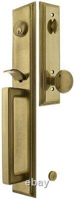 Emtek 4212PUS7 Melrose Style Tubular Handleset in Antique Brass with Providence