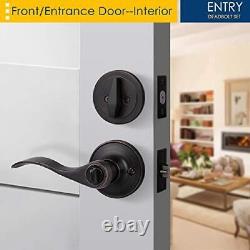 Exterior Door Handle with Deadbolt Front Door Lock Set with Oil Rubbed Bronze