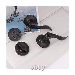 Exterior Door Handle with Deadbolt, Oil Rubbed Bronze Front Door Lock Set wit