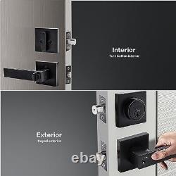 Exterior Door Lock Set with Deadbolt, Front Door Handle Set 3 Pack Matte Black