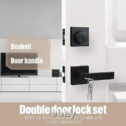 Exterior Door Lock Set with Deadbolt, Front Door Handle Set with Deadbolt