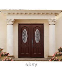 Exterior Entry Front Door Montrouge Style Double Door Solid Wood-Oval Glass