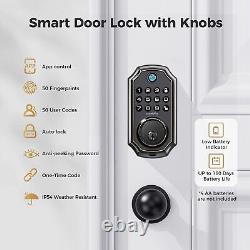 Fingerprint Door Lock 2 Door Knobs Keypad Handle Exterior Door Lock SetAuto Lock