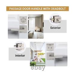 Front Door Handle and Deadbolt Set, Heavy Duty Entry Door Handle with Single C