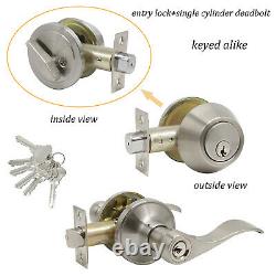 Front Entry Door Handle Lock Set Exterior Locks Single &Double Cylinder Deadbolt