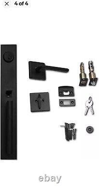 Full Escutcheon Handleset Front Door Entry Handle and Deadbolt Lock Set Slim Squ