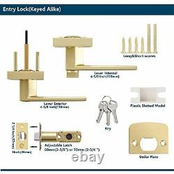 Gold/Stain Brass Finish Flat 3 Pack Entry Lock(Keyed Alike)Front /Exterior Door