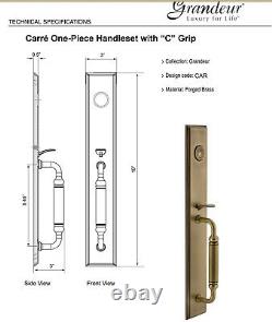 Grandeur Luxury Fifth Avenue C Grip Entry Set Crystal Knob Solid Brass Lock