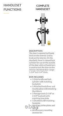 Grandeur Luxury Fifth Avenue C Grip Entry Set Crystal Knob Solid Brass Lock