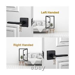 HISAFE 6 Pack Keyed Alike Entry Door Lever with Lock and Key, Matte Black Doo