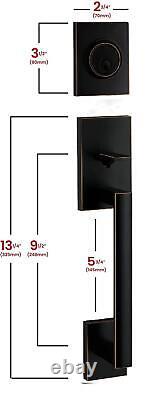 HandleSet Front Door Entry Handle and Deadbolt Lock Set Slim Square Single Cy