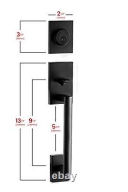 HandleSet Front Door Entry Handle and Deadbolt Lock Set Slim Square Single Cy