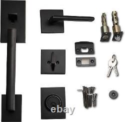 HandleSet Front Door Entry Handle and Deadbolt Lock Set Slim Square Single Cy