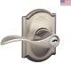 Heavy-duty Accent Lever With Camelot Trim Keyed Entry Lock Satin Nickel