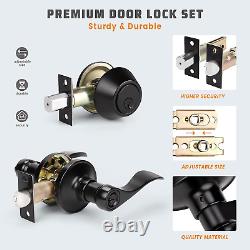 KNOBWELL 3 Pack Exterior Door Lock Set with Deadbolt Front Door Entry Lever Lock