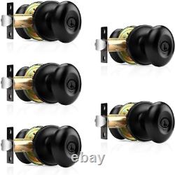 Keyed Alike Entry Door Knobs Oval Black Door Knob with Lock Front/Outside Door K