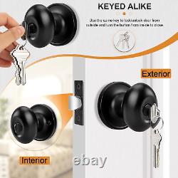 Keyed Alike Entry Door Knobs Oval Black Door Knob with Lock Front/Outside Door K