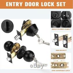 Keyed Alike Entry Door Knobs with Single Cylinder Deadbolt Combination, Flat