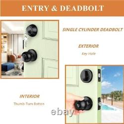 Keyed Alike Entry Door Knobs with Single Cylinder Deadbolt Combination, Flat