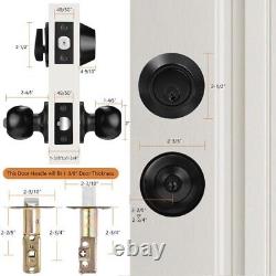 Keyed Alike Entry Door Knobs with Single Cylinder Deadbolt Combination, Flat