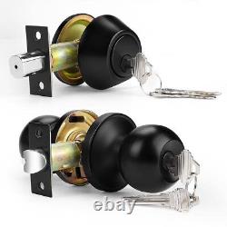 Keyed Alike Entry Door Knobs with Single Cylinder Deadbolt Combination, Flat