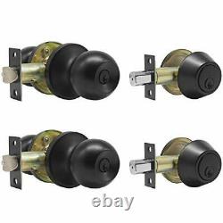 Keyed Alike Entry Knobs Front Door Locks Exterior Lockset and 2 Set Black