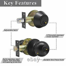Keyed Alike Entry Knobs Front Door Locks Exterior Lockset and 2 Set Black