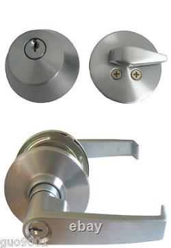 Keyed Entrance Entry Satin Chrome Grade 2 Commercial Handle Lever Deadbolt Locks