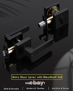 Keyed Entry Door Lever and Single Cylinder Deadbolt Set, Keyed Alike Reversible