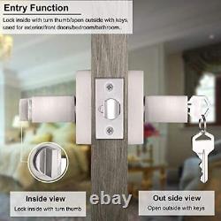 Knobonly 5 Pack Door Lock with Keys Heavy Duty Satin Nickel Door Handle Exter