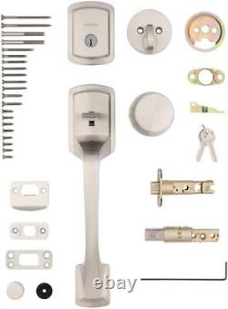 Kwikset Prague Front Door Lock Handle and Deadbolt Set, Entry Handleset Exterior