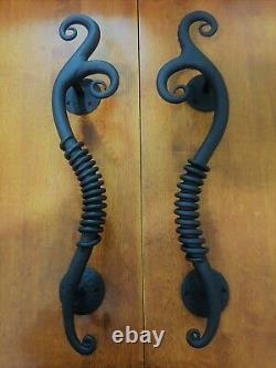 Large Wrought Iron Black Entry Door Pull Handles. 480mm/19inch 1Pair (2 Handles)