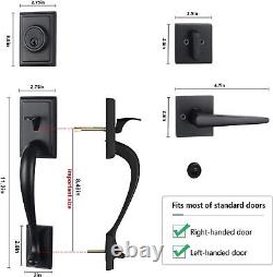 Matte Black Double Door Handleset, Keyed & Dummy Exterior Door Handle