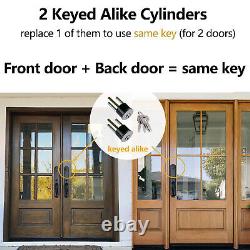 Matte Black Double Front Door Handleset, Heavy Duty Keyed&Dummy Exterior Lockset