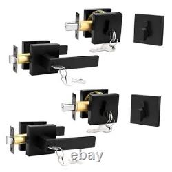 Matte Black Exterior Door Locksets with Deadbolt, Front Door Entry Handle and 2