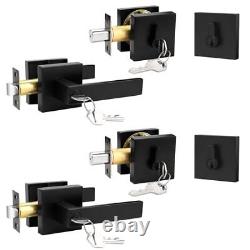 Matte Black Exterior Door Locksets with Deadbolt, Front Door Entry Handle and 2