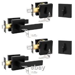 Matte Black Exterior Door Locksets with Deadbolt, Front Door Entry Handle and 2