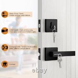 Matte Black Exterior Door Locksets with Deadbolt, Front Door Entry Handle and 2