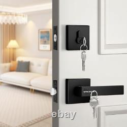 Matte Black Exterior Door Locksets with Deadbolt, Front Door Entry Handle and 2