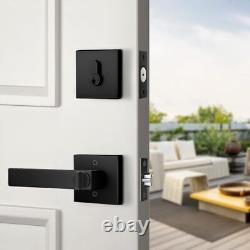 Matte Black Exterior Door Locksets with Deadbolt, Front Door Entry Handle and 2