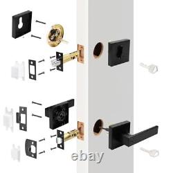 Matte Black Exterior Door Locksets with Deadbolt, Front Door Entry Handle and 2