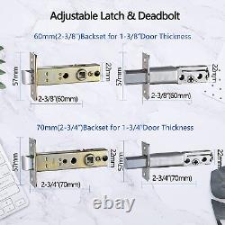 Matte Black Exterior Double DoorHandleset, Solid Door Handle Lock Set