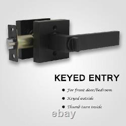 Matte Black Heavy Duty Keyed Entry Door Lever Door Handlesets (Front/Back Door)