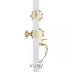 Montara Polished Brass Single Cylinder Door Handleset with Juno Entry Door Knob